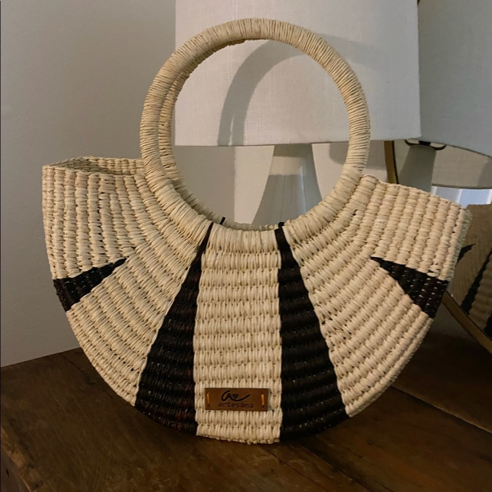 Small hand woven straw bag
